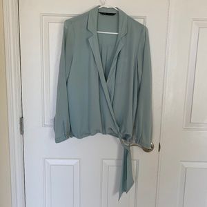 Zara Seafoam Green Blouse